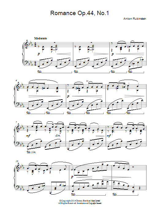 Romance, Op.44 No. 1 (Piano Solo) von Anton Rubinstein
