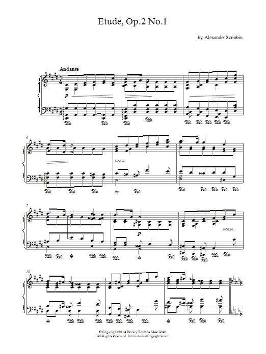 Etude, Op.2 No.1 (Piano Solo) von Alexander Scriabin