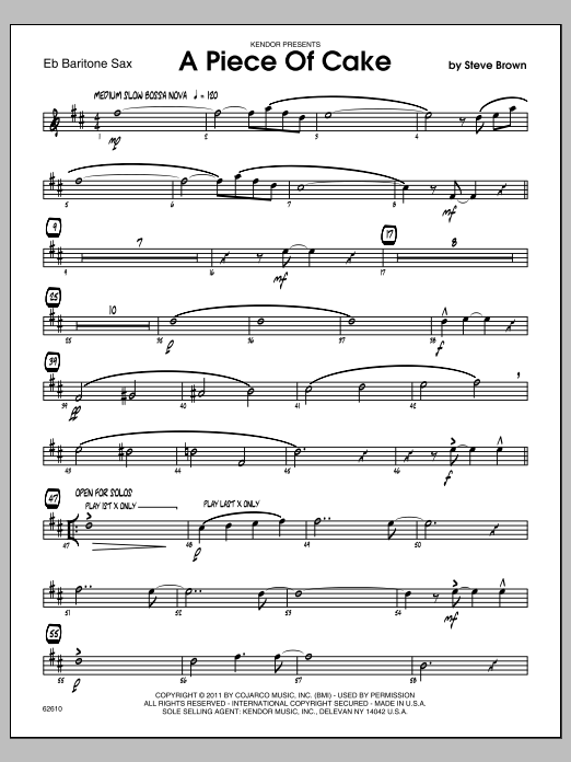 A Piece Of Cake - Eb Baritone Saxophone (Jazz Ensemble) von Steve Brown