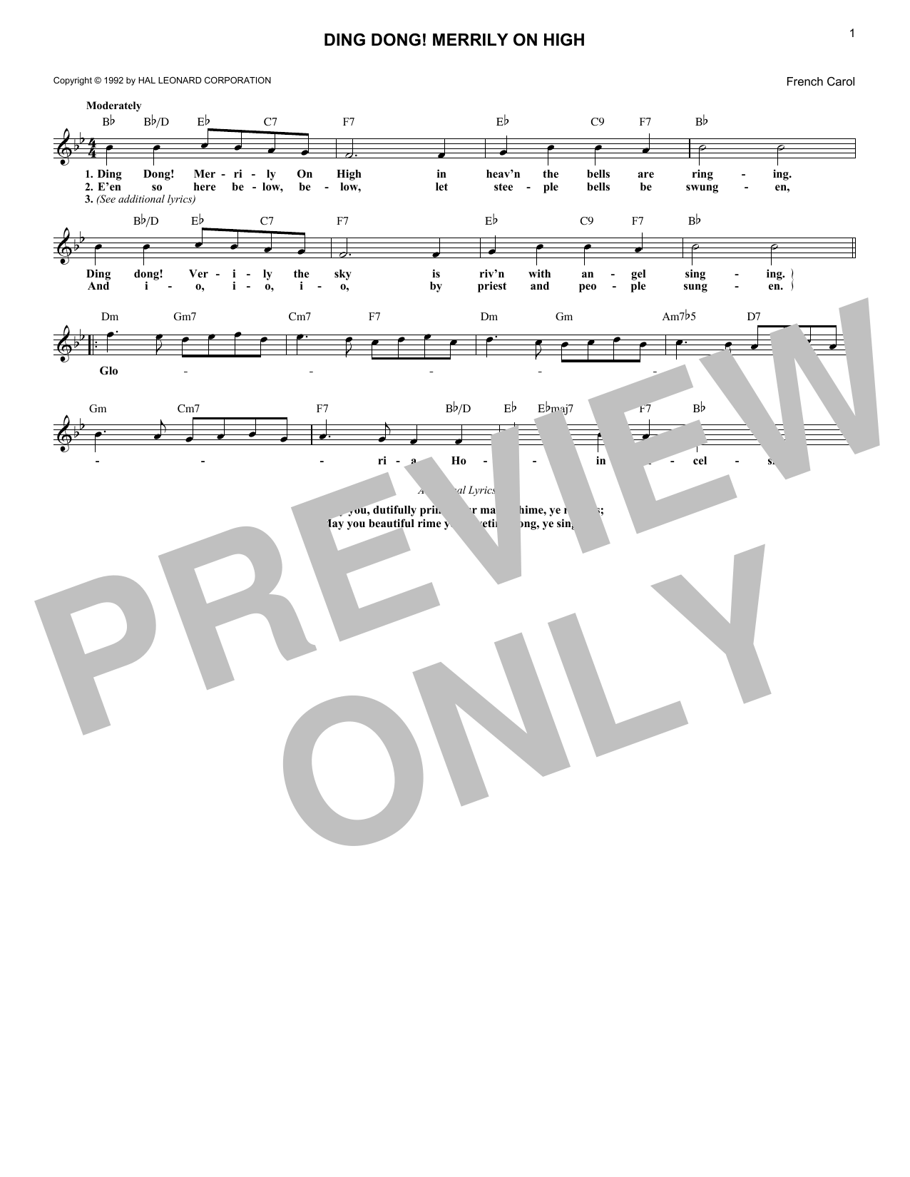 Ding Dong! Merrily On High! (Lead Sheet / Fake Book) von French Carol