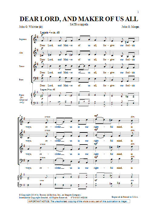Dear Lord And Maker Of Us All (SATB Choir) von John Morgan