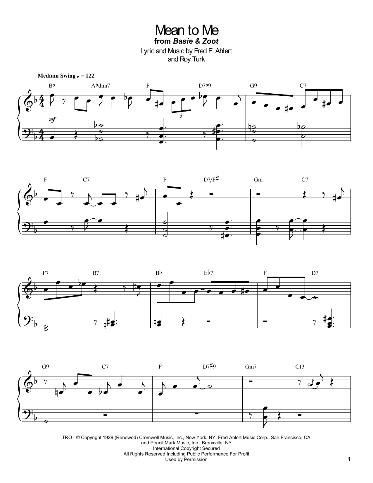 Mean To Me (Piano Transcription) von Count Basie