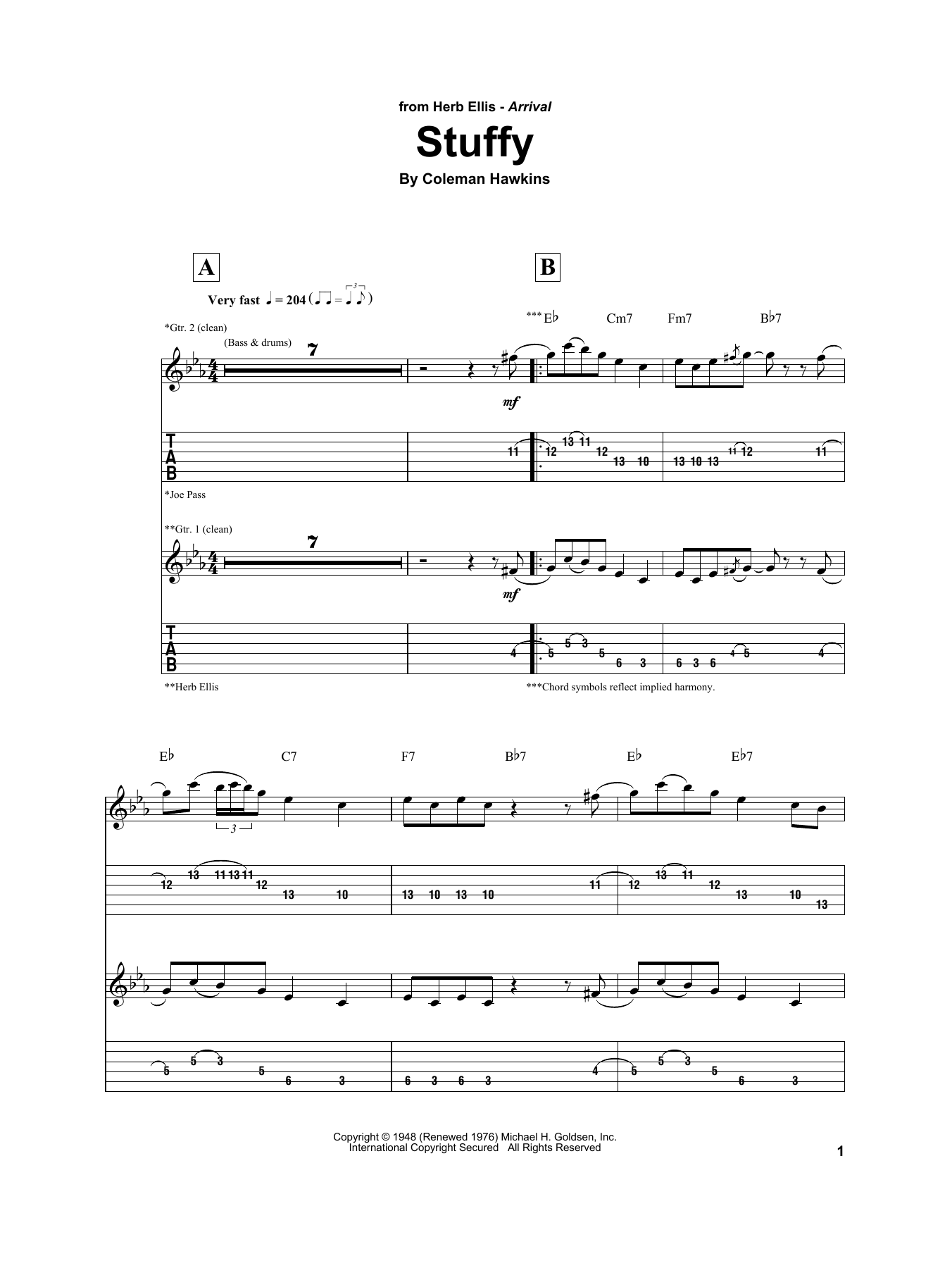 Stuffy (Electric Guitar Transcription) von Herb Ellis