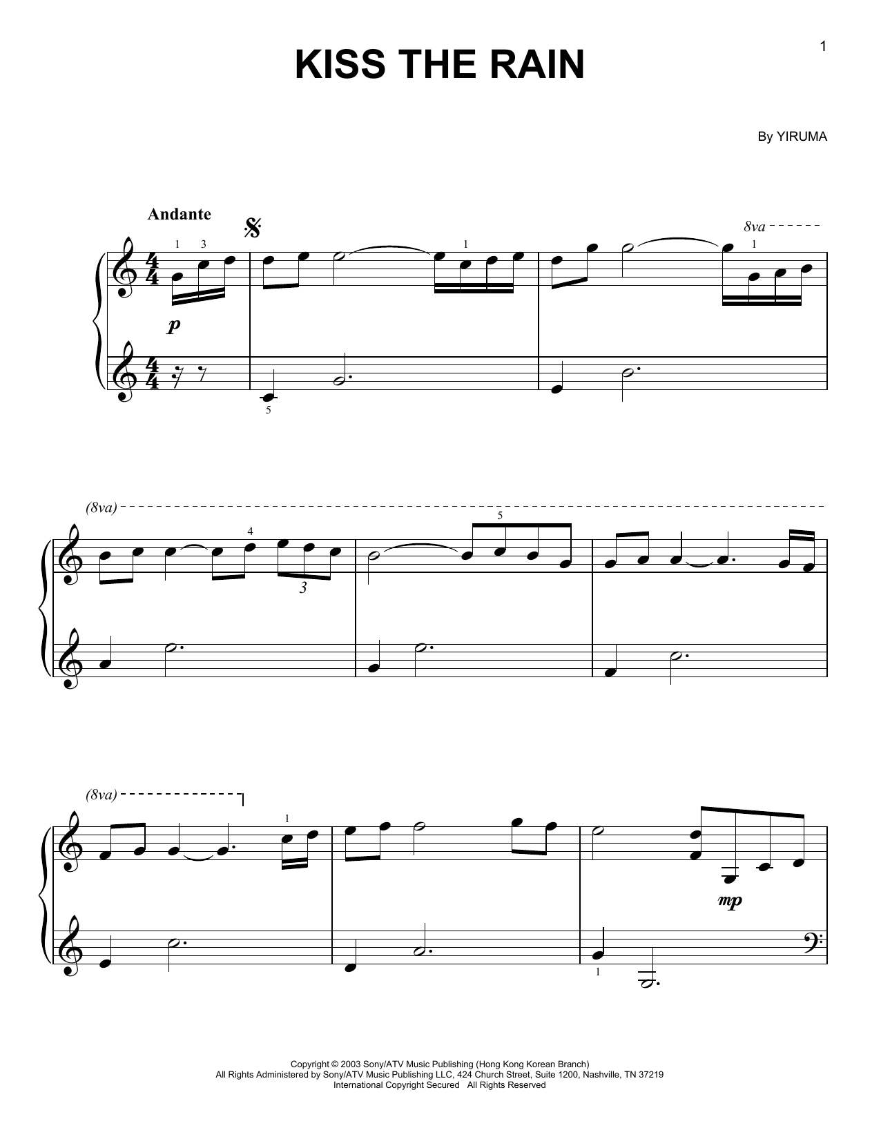 Kiss The Rain (Easy Piano) von Yiruma