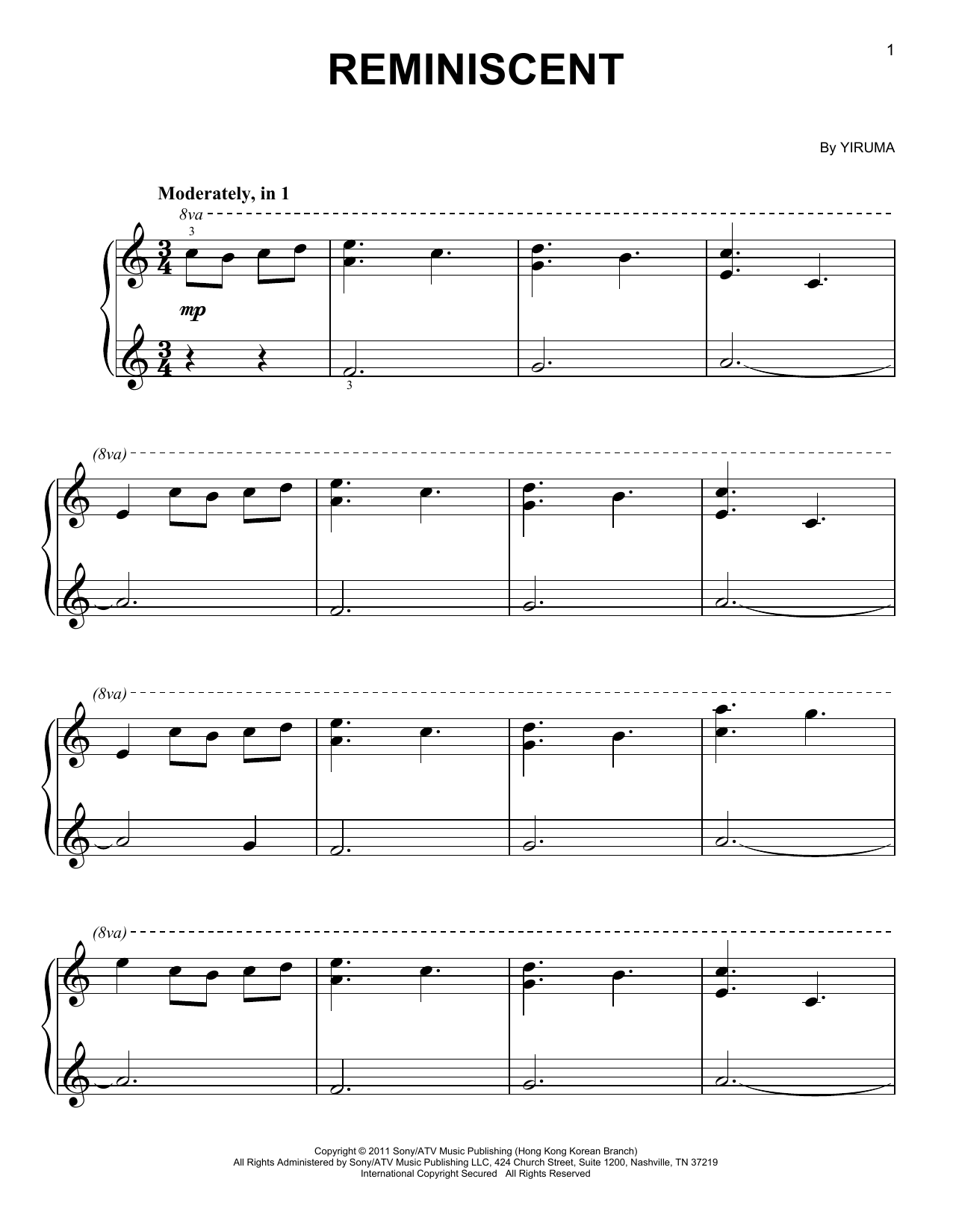 Reminiscent (Easy Piano) von Yiruma