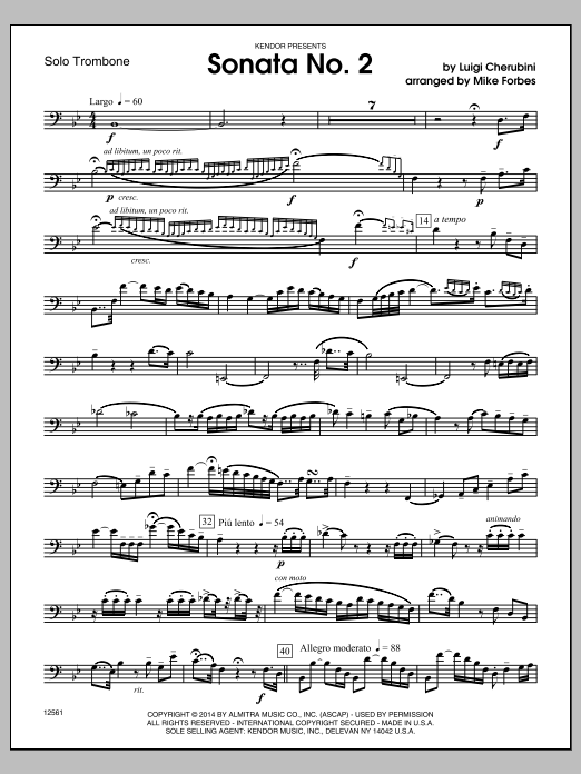 Sonata No. 2 - Solo Trombone (Brass Solo) von Cherubini/ Forbes