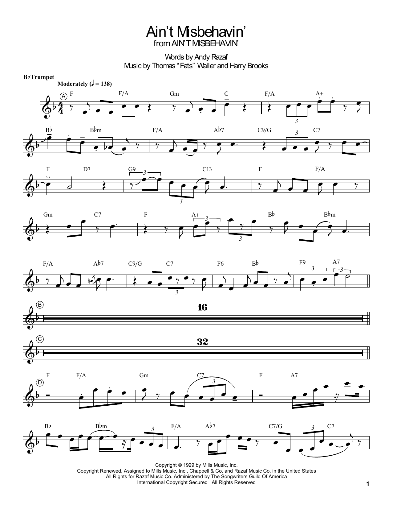 Ain't Misbehavin' (Trumpet Transcription) von Louis Armstrong