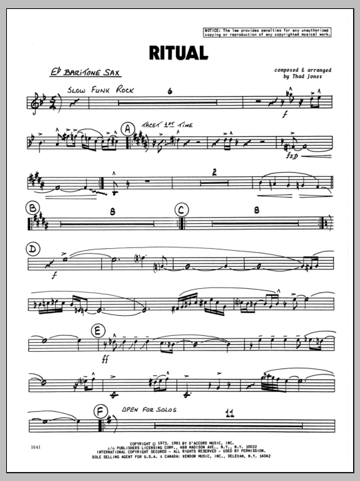 Ritual - Eb Baritone Sax (Jazz Ensemble) von Thad Jones