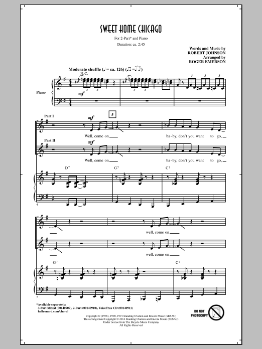 Sweet Home Chicago (2-Part Choir) von Roger Emerson