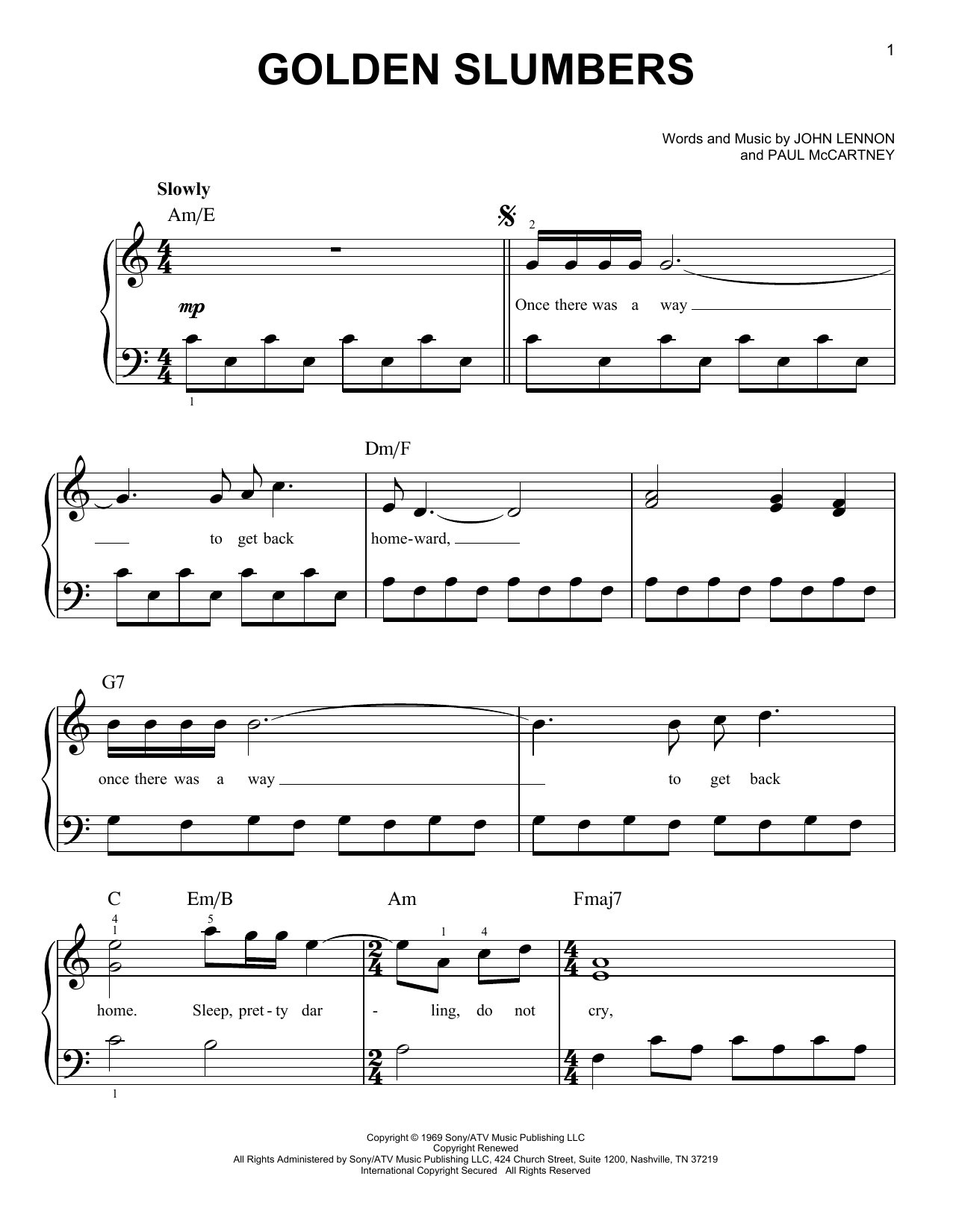 Golden Slumbers (Very Easy Piano) von The Beatles