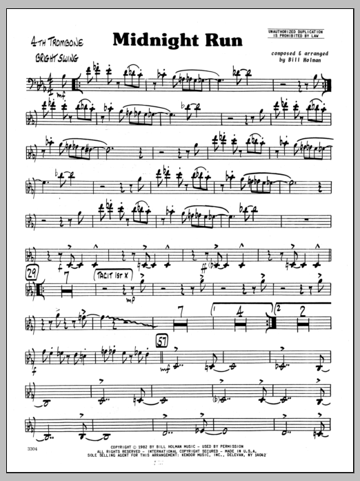 Midnight Run - 4th Trombone (Jazz Ensemble) von Bill Holman