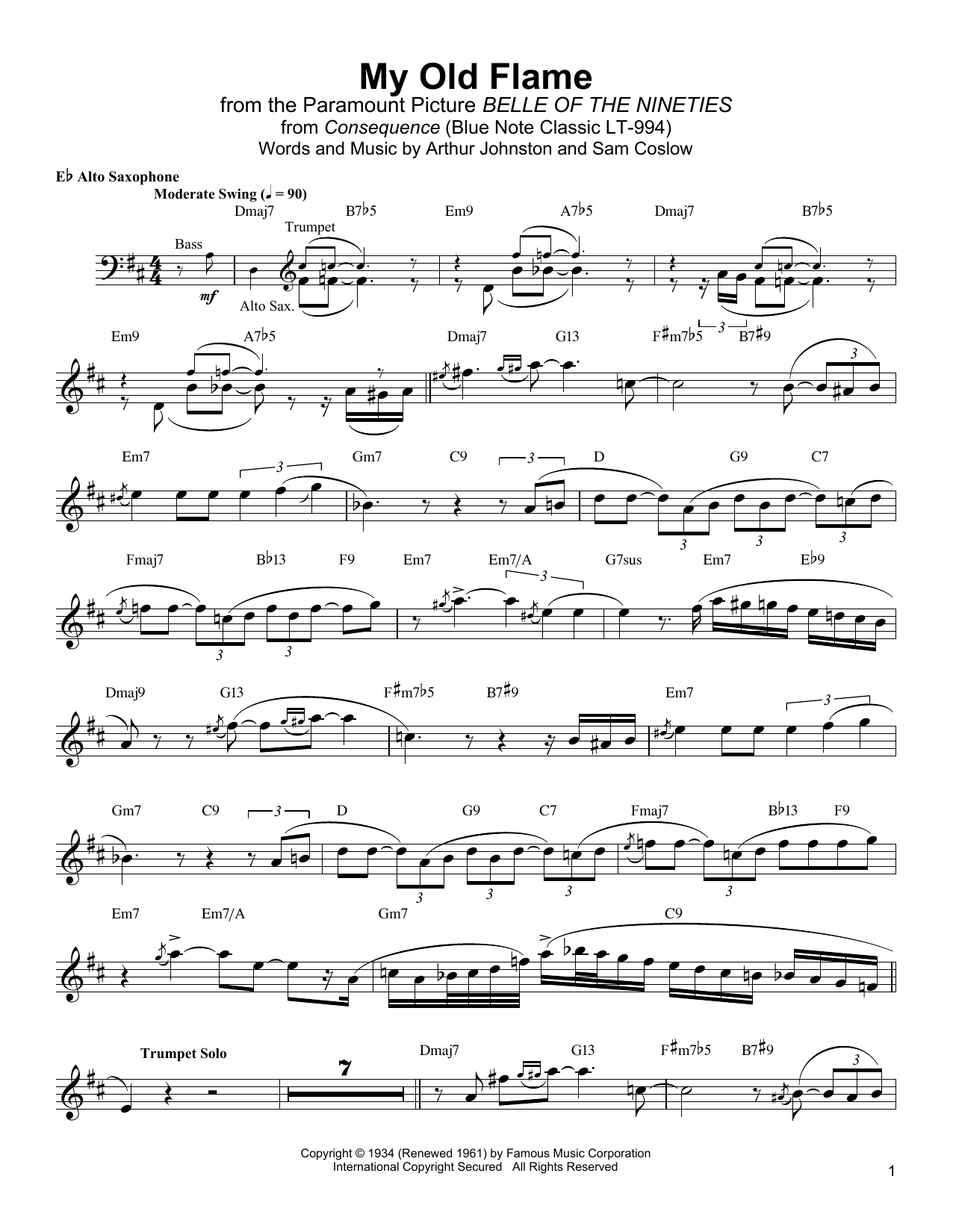 My Old Flame (Alto Sax Transcription) von Jackie McLean