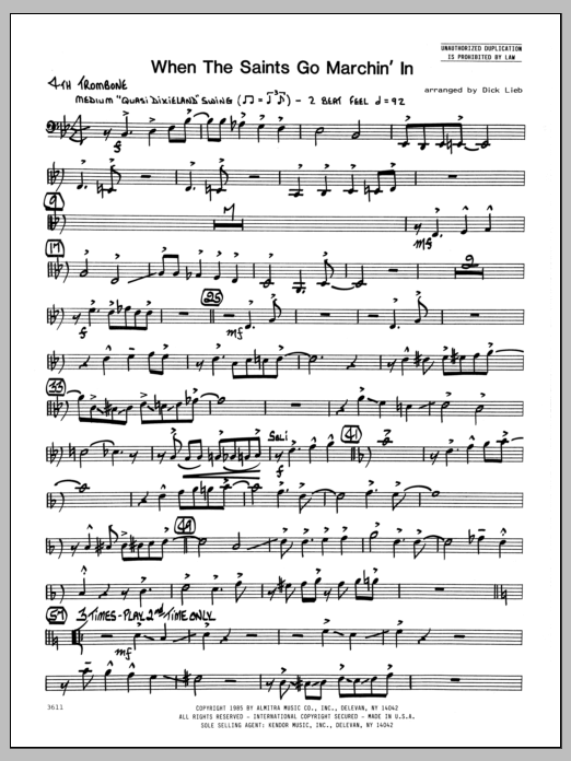 When the Saints Go Marching In - 4th Trombone (Jazz Ensemble) von Dick Lieb