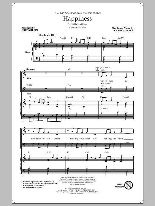 Happiness (SATB Choir) von Greg Gilpin