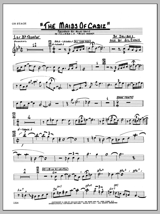 Maids Of Cadiz - 1st Bb Trumpet (Jazz Ensemble) von Evans