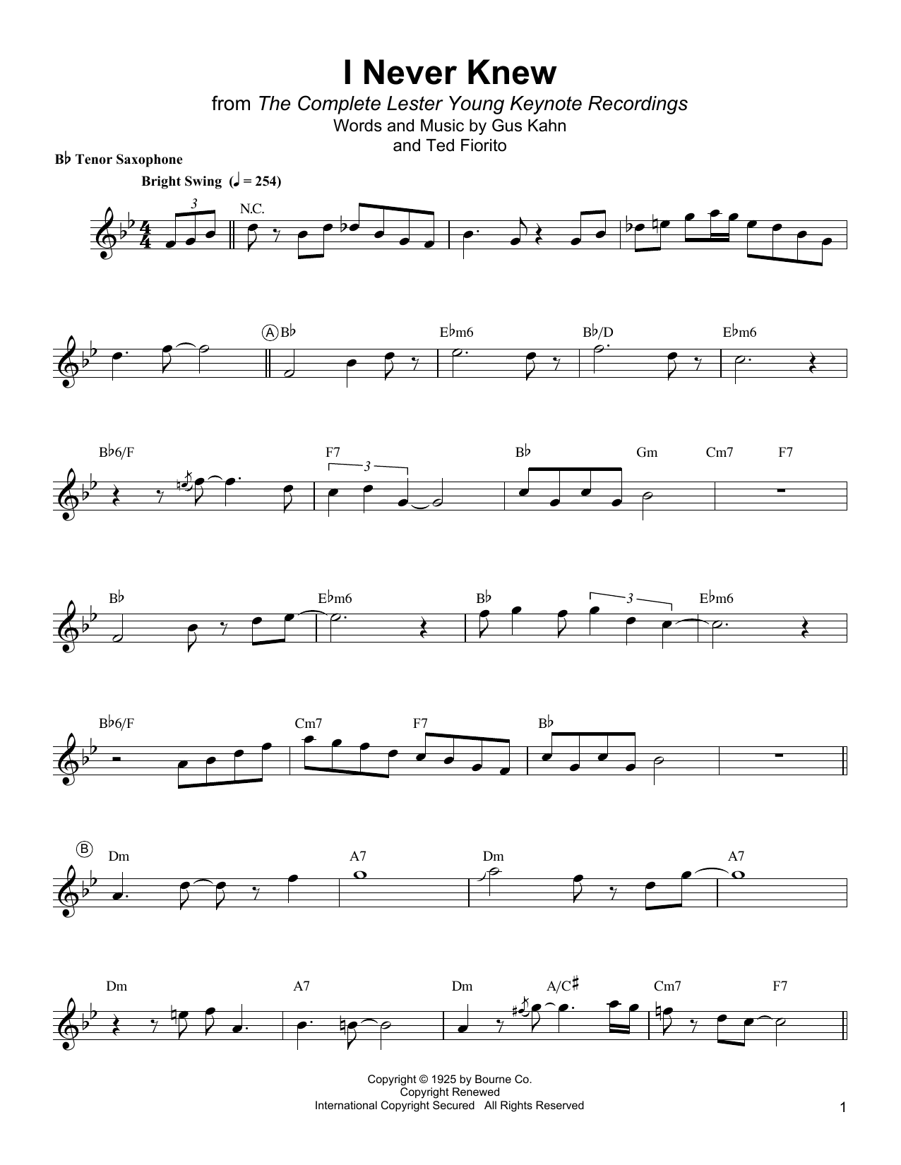 I Never Knew (Tenor Sax Transcription) von Lester Young