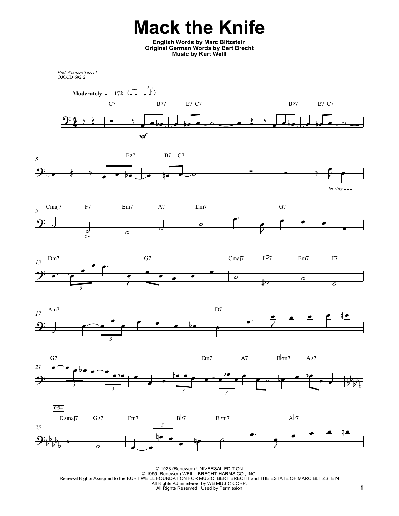 Mack The Knife (String Bass Transcription) von Ray Brown