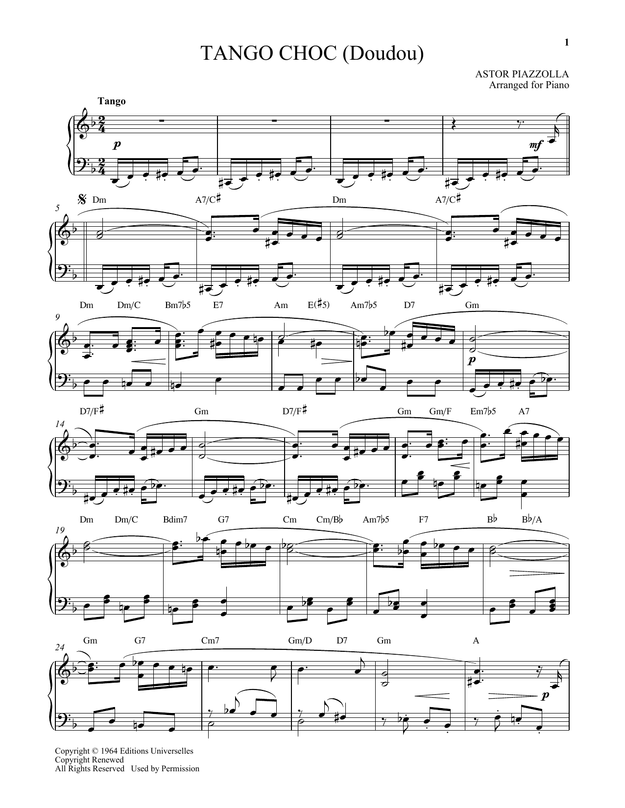 Tango choc (Doudou) (Piano Solo) von Astor Piazzolla