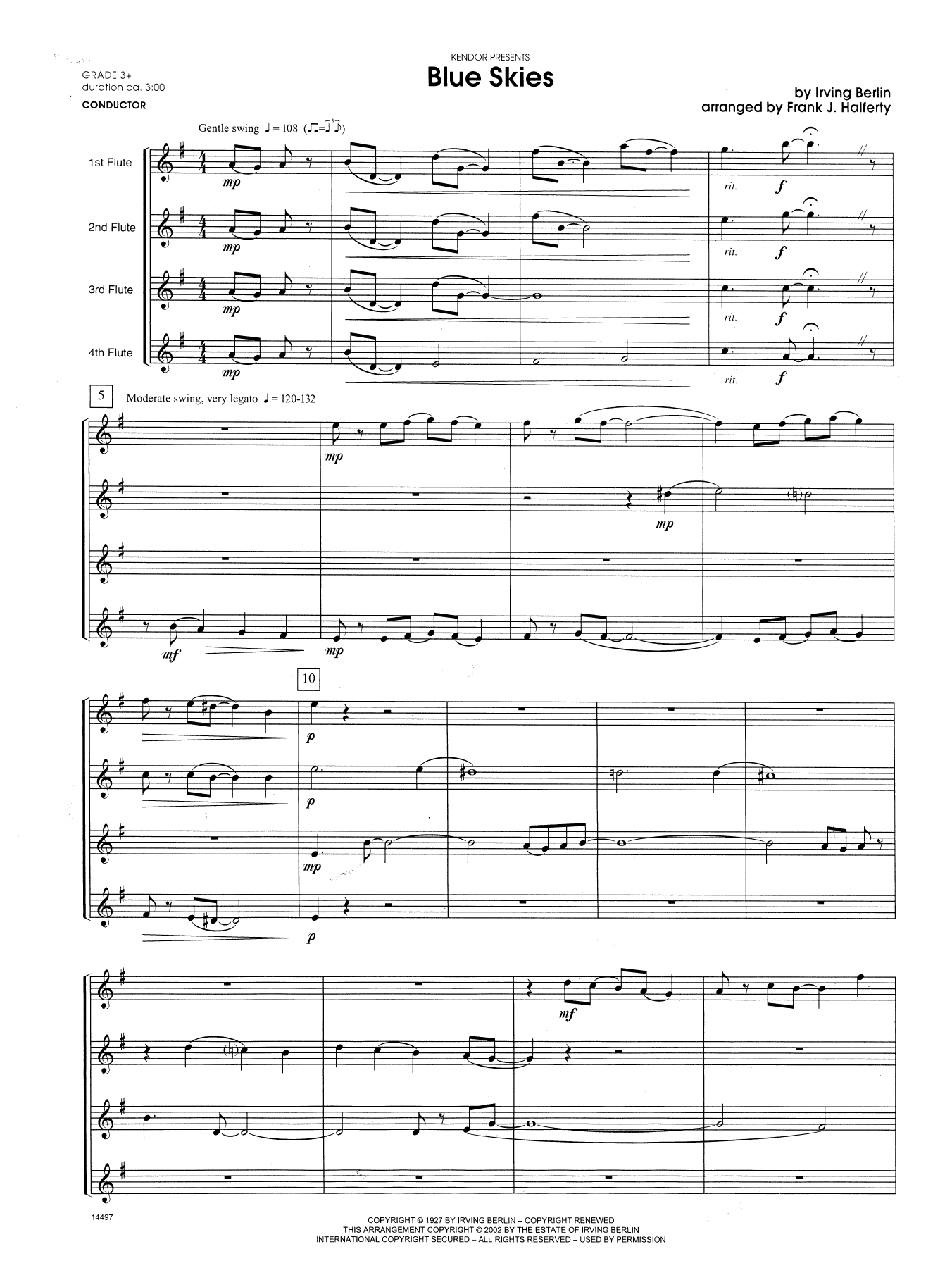 Blue Skies - Full Score (Woodwind Ensemble) von Frank J. Halferty