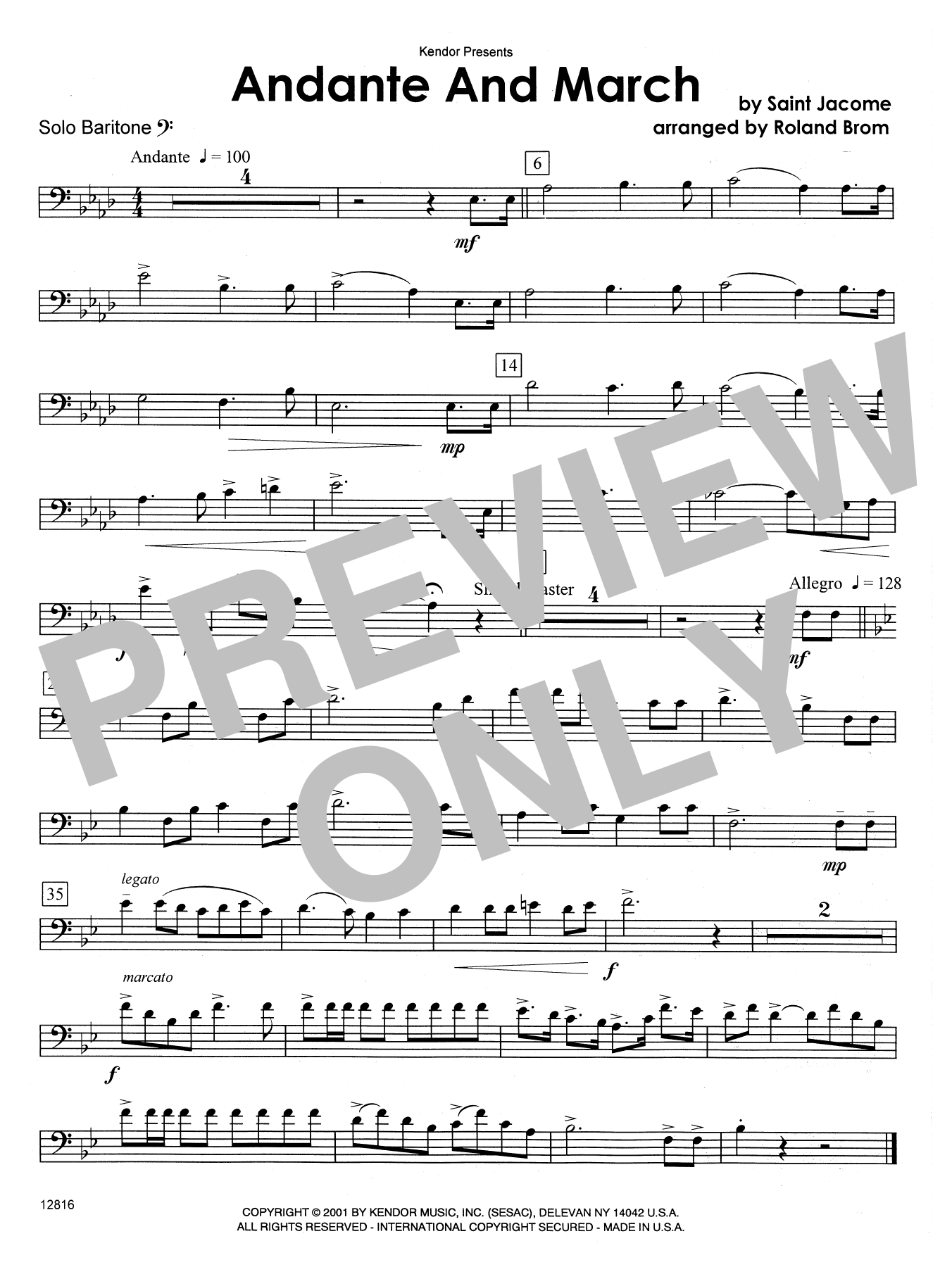 Andante And March - Solo Baritone B.C. (Brass Solo) von Brom