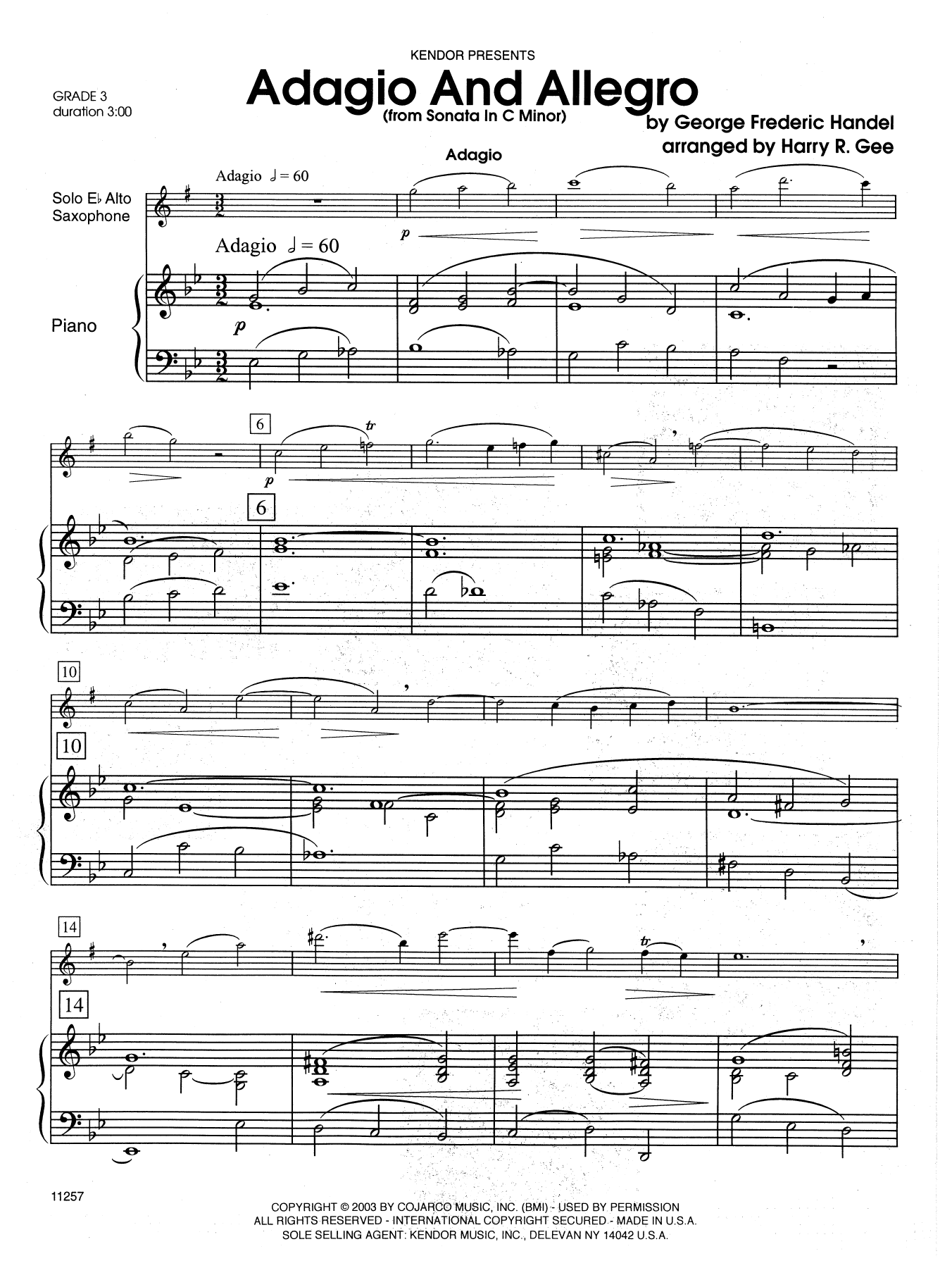 Adagio And Allegro (From Sonata In C Minor) - Piano (Woodwind Solo) von Harry R. Gee