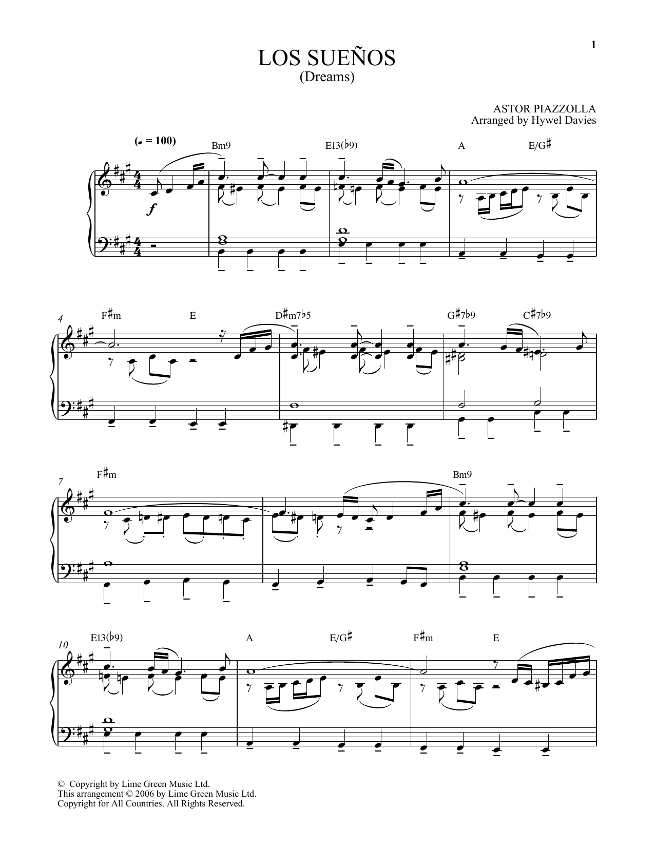 Los Suenos (Piano Solo) von Astor Piazzolla