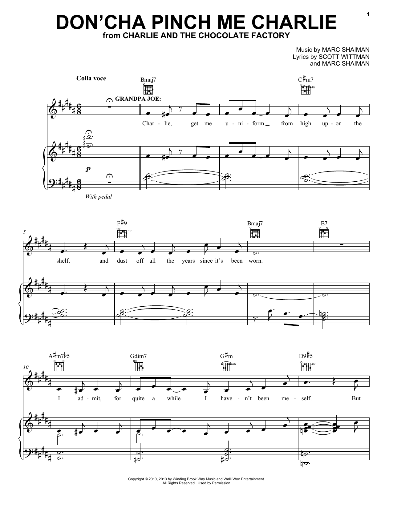 Don'cha Pinch Me Charlie (Piano, Vocal & Guitar Chords (Right-Hand Melody)) von Marc Shaiman & Scott Wittman