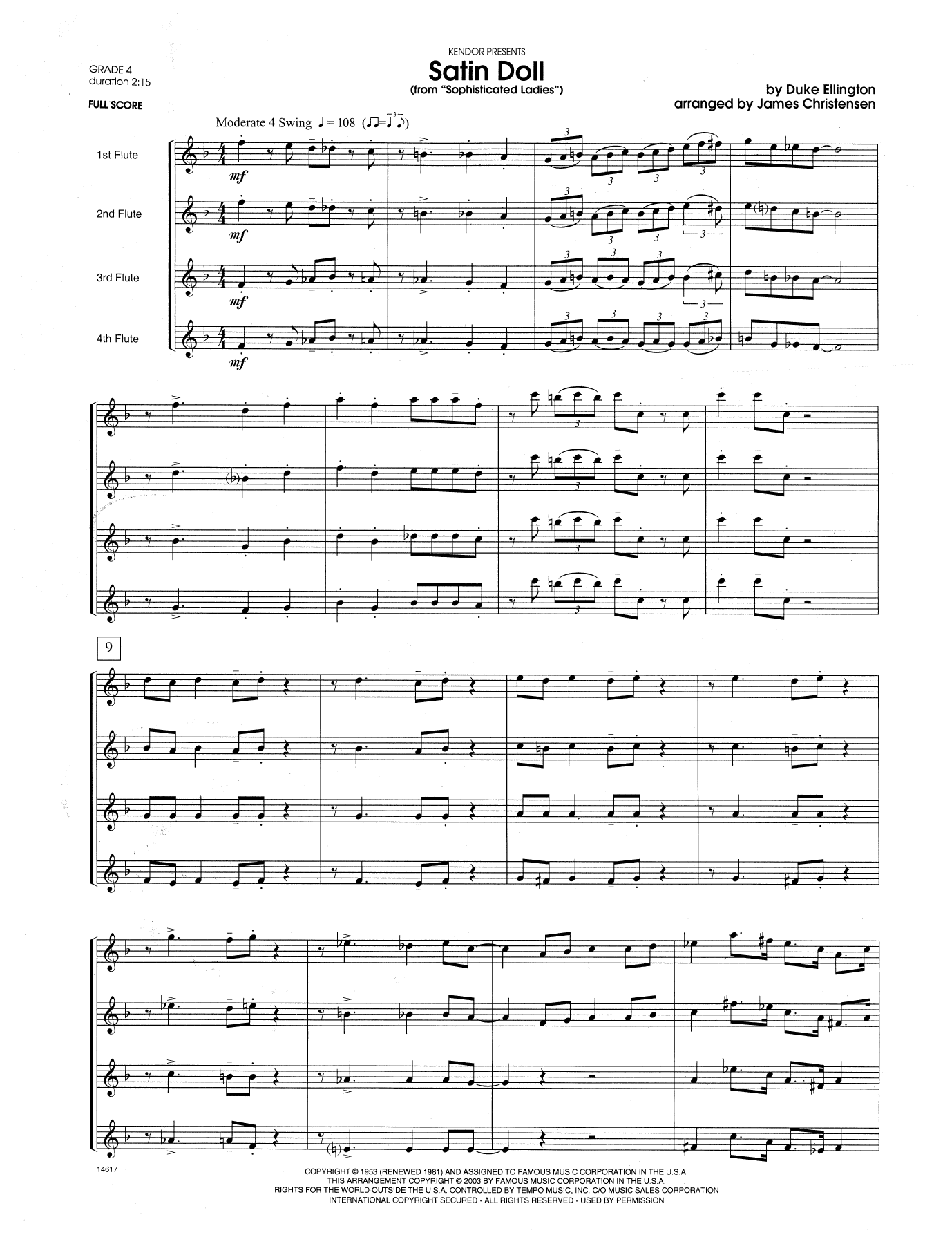 Satin Doll (From Sophisticated Ladies) - Full Score (Woodwind Ensemble) von James Christensen