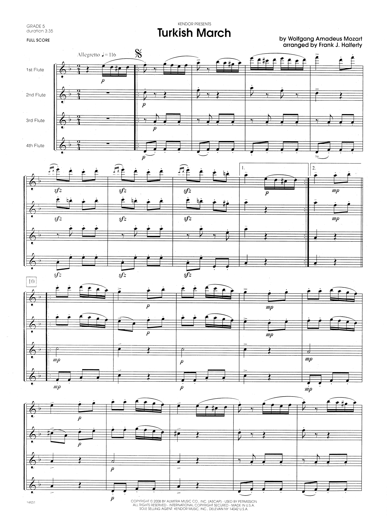 Turkish March - Full Score (Woodwind Ensemble) von Frank J. Halferty