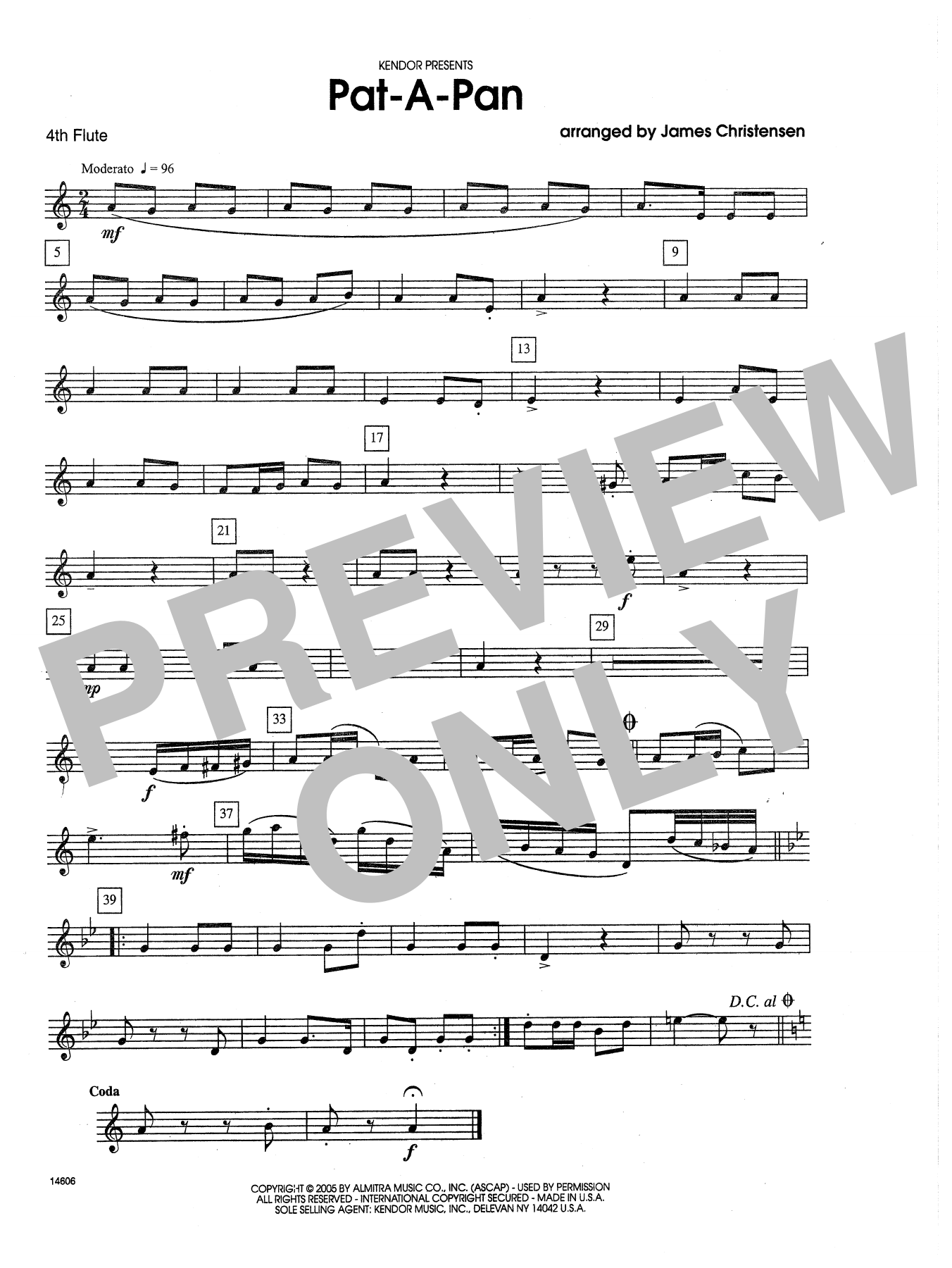 Pat-a-Pan - 4th Flute (Woodwind Ensemble) von James Christensen