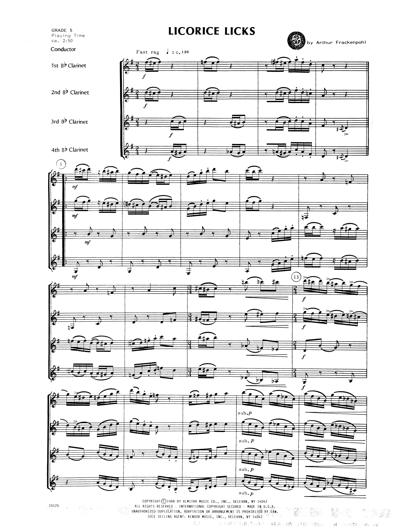 Licorice Licks - Full Score (Woodwind Ensemble) von Arthur Frackenpohl
