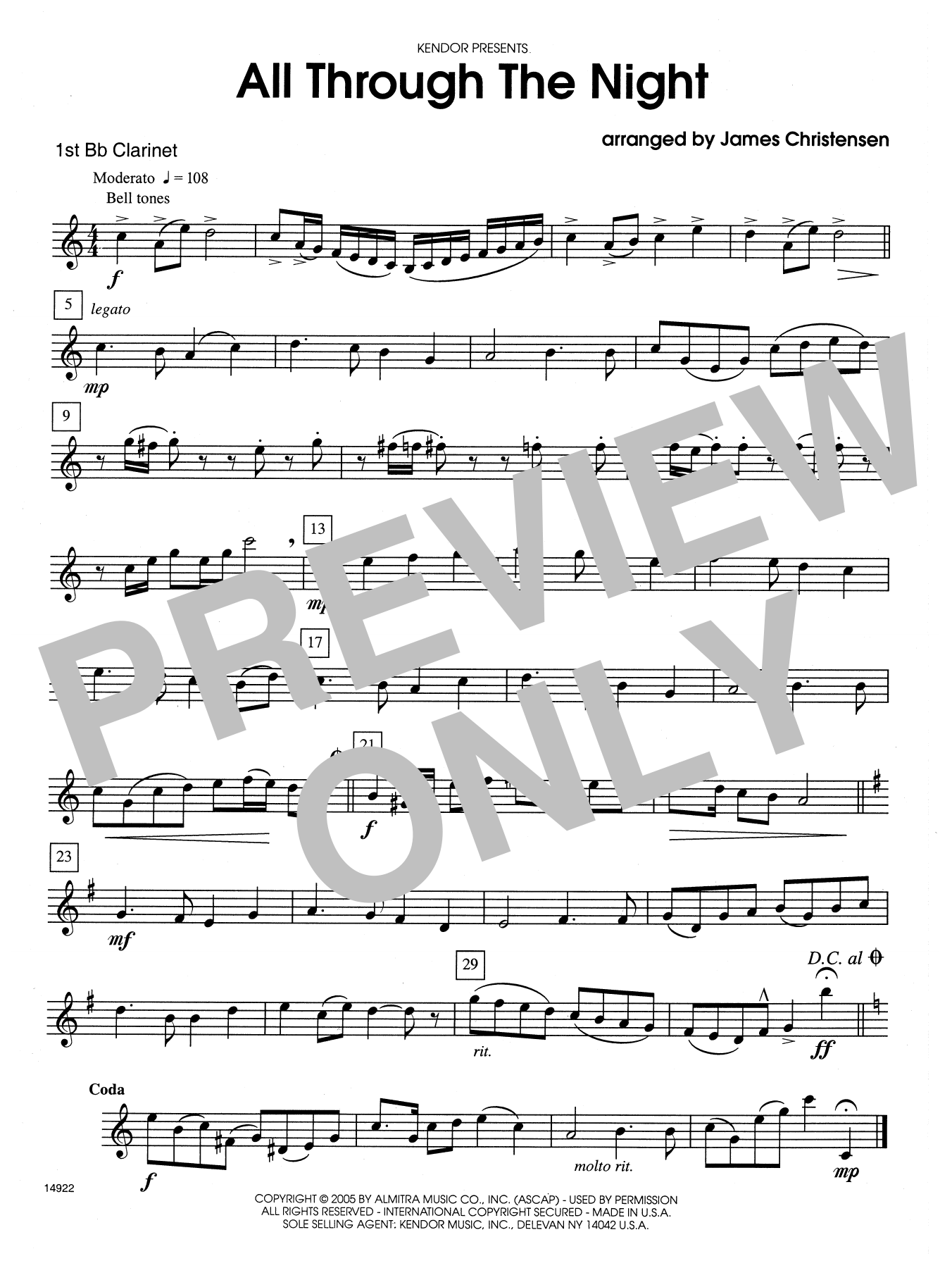 All Through the Night - 1st Bb Clarinet (Woodwind Ensemble) von James Christensen