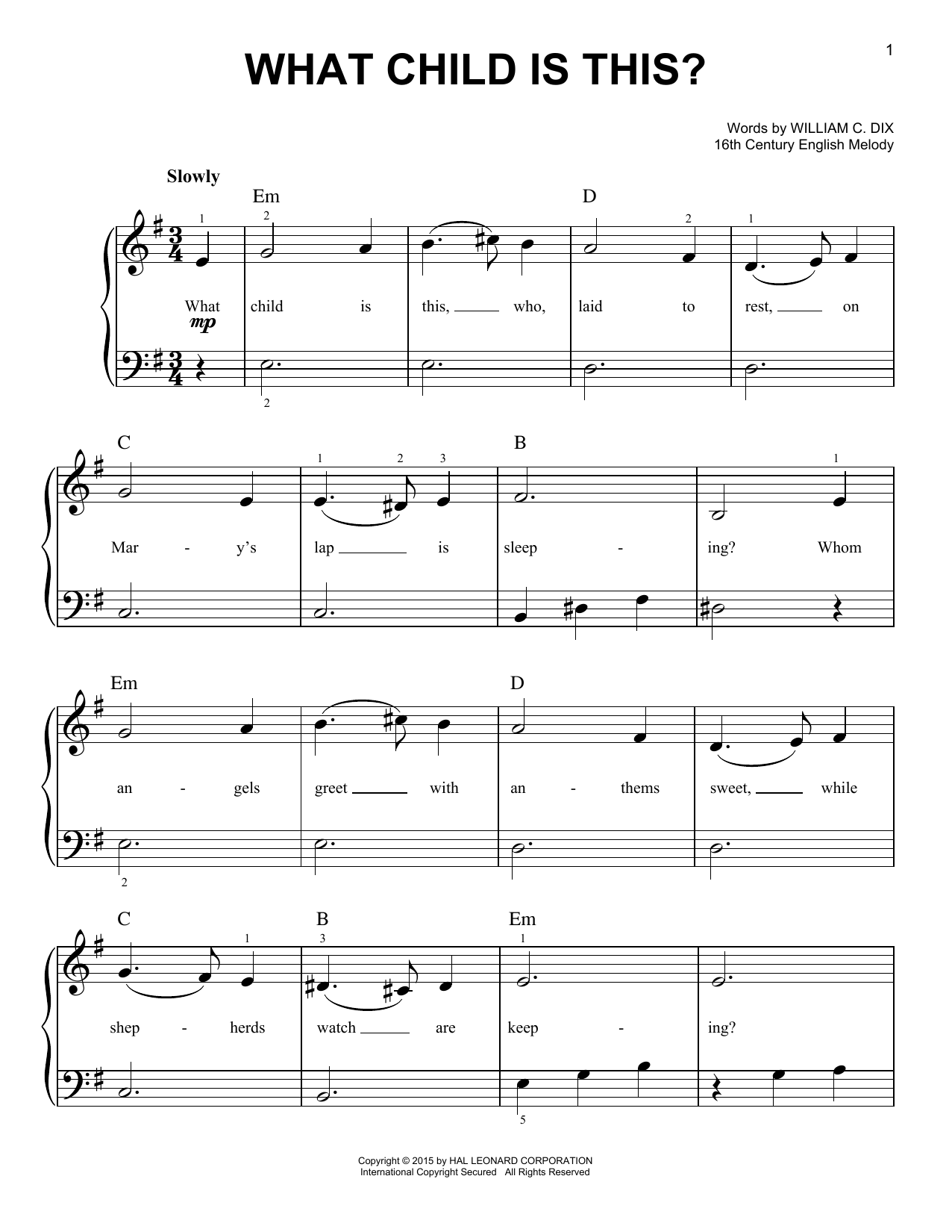 What Child Is This? (Easy Piano) von Christmas Carol