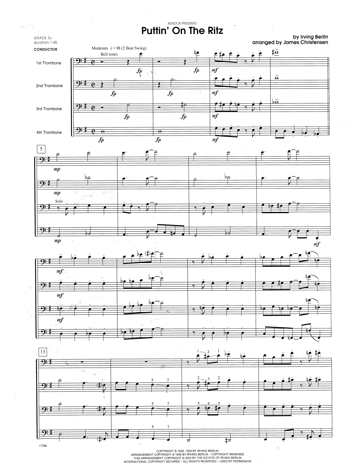 Puttin' on the Ritz - Full Score (Brass Ensemble) von James Christensen