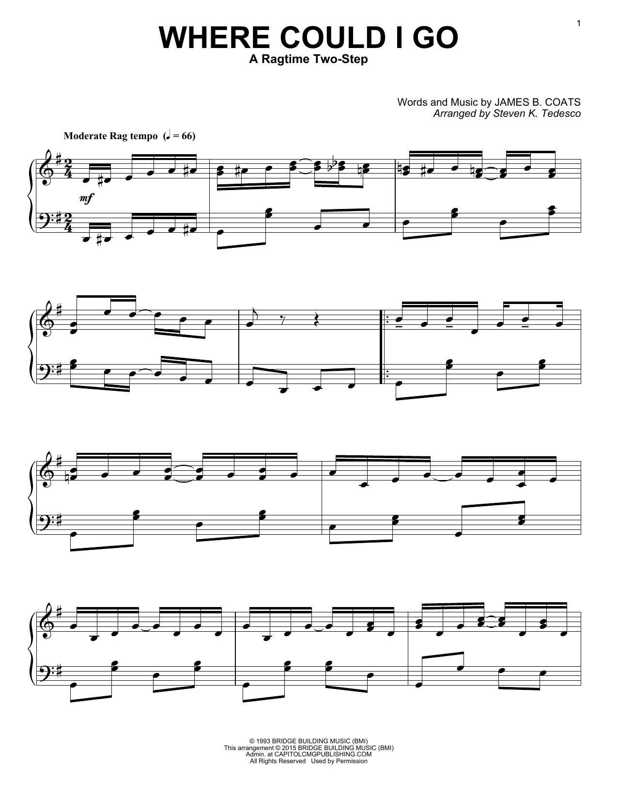 Where Could I Go [Ragtime version] (Piano Solo) von Elvis Presley
