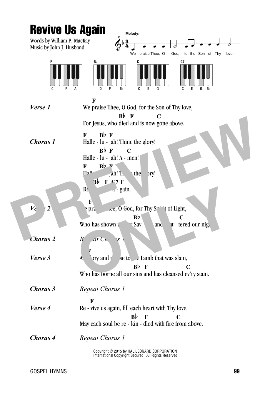 Revive Us Again (Piano Chords/Lyrics) von John J. Husband