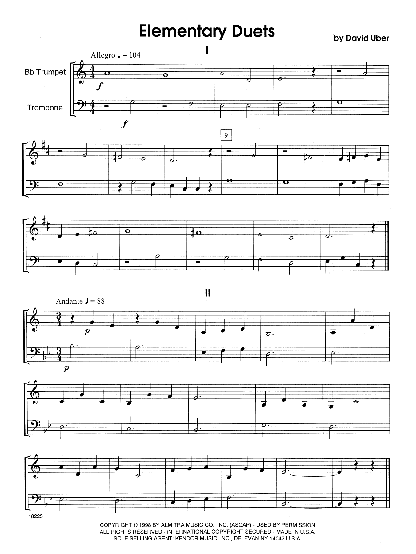 Elementary Duets (Brass Ensemble) von David Uber