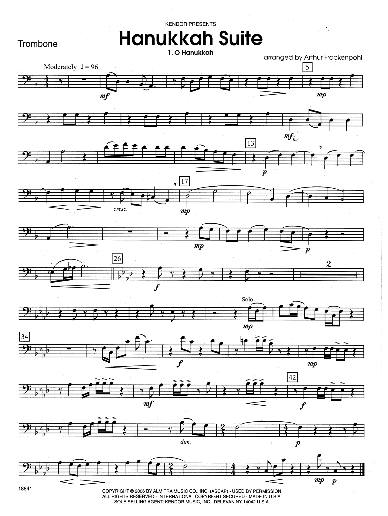 Hanukkah Suite - Trombone (Brass Ensemble) von Arthur Frackenpohl