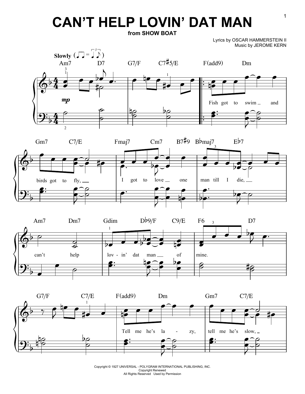 Can't Help Lovin' Dat Man (Very Easy Piano) von Jerome Kern