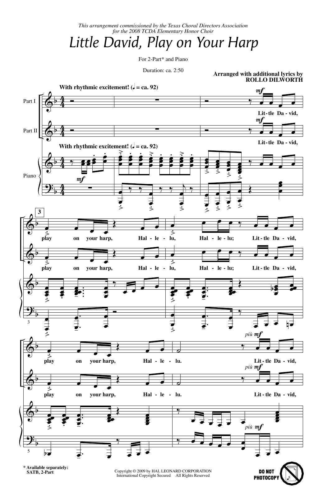 Little David, Play On Your Harp (2-Part Choir) von Rollo Dilworth
