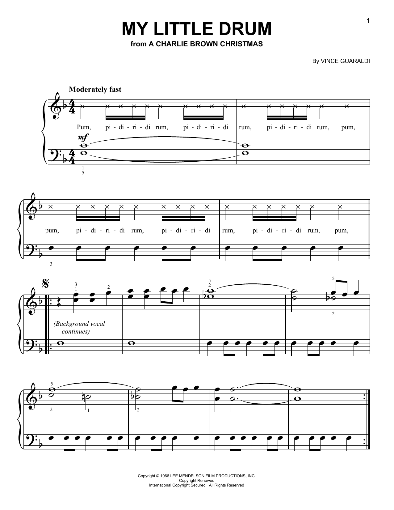My Little Drum (Easy Piano) von Vince Guaraldi