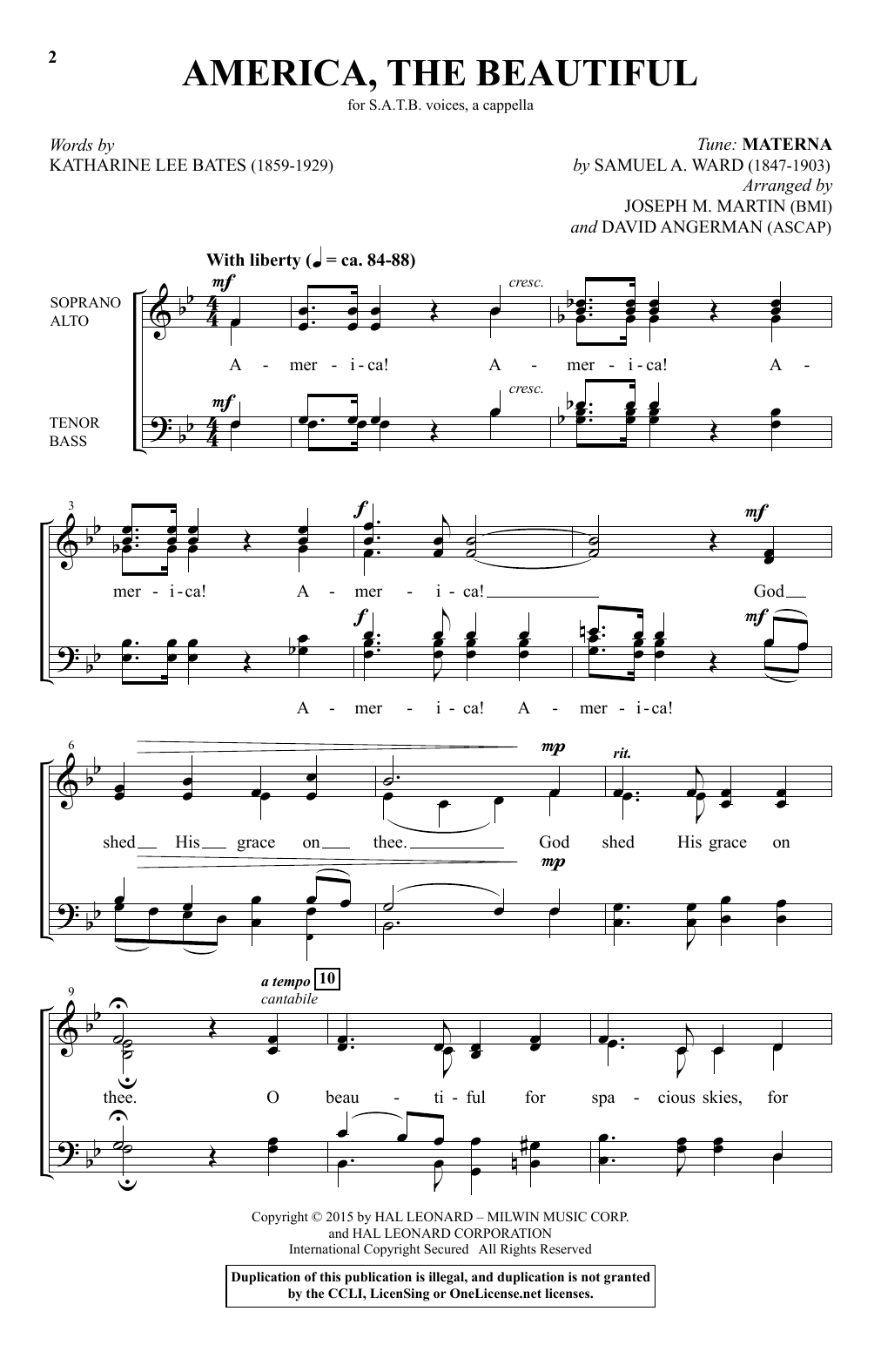 America, The Beautiful (SATB Choir) von David Angerman