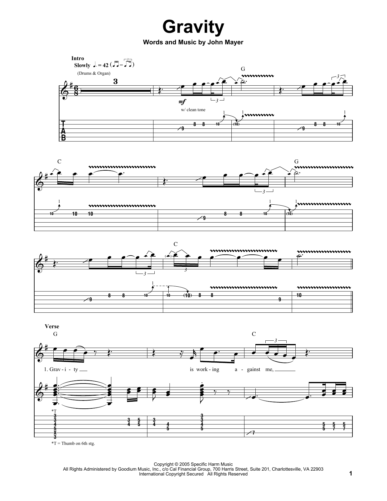 Gravity (Guitar Tab (Single Guitar)) von John Mayer