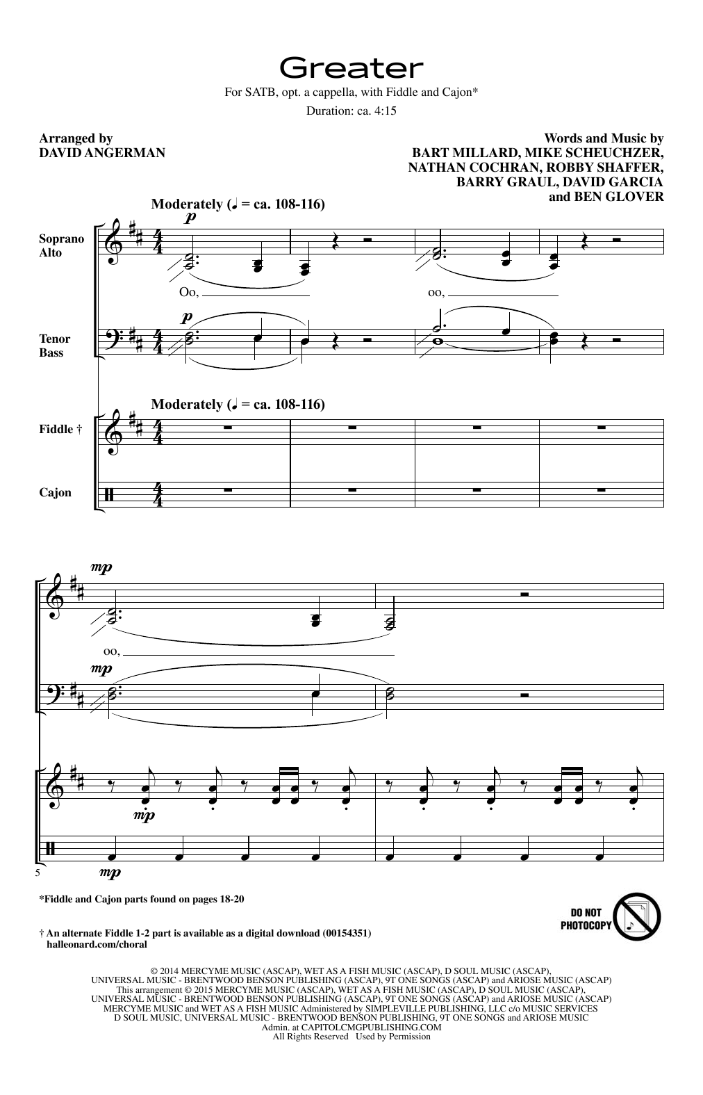 Greater (SATB Choir) von David Angerman