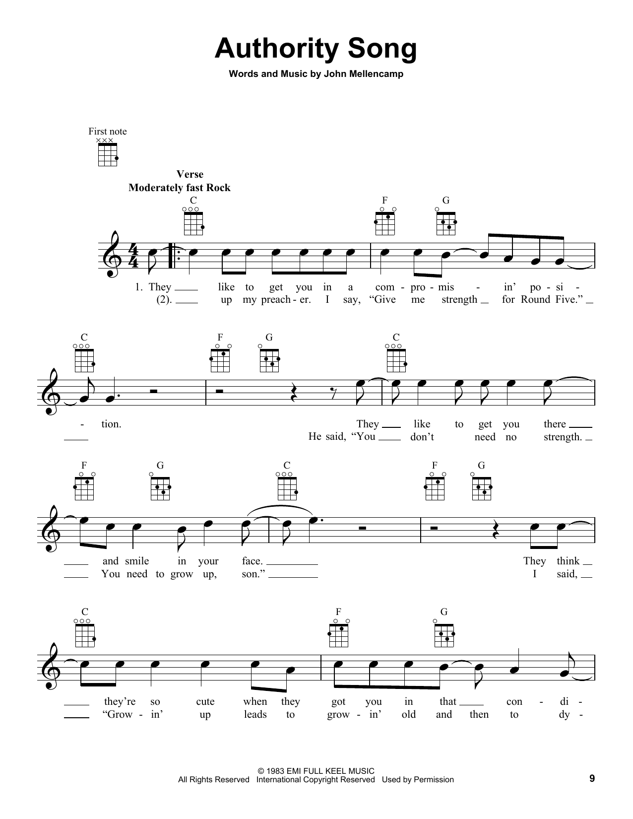 Authority Song (Ukulele) von John Mellencamp