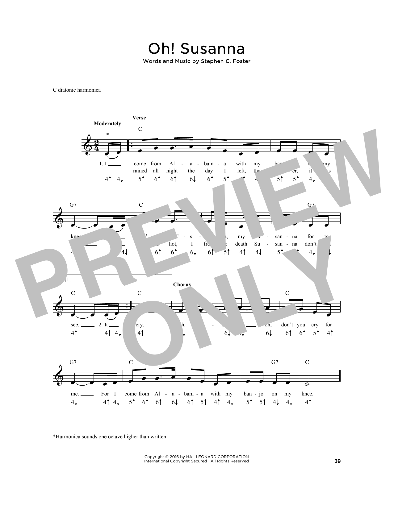 Oh! Susanna (Harmonica) von Stephen C. Foster