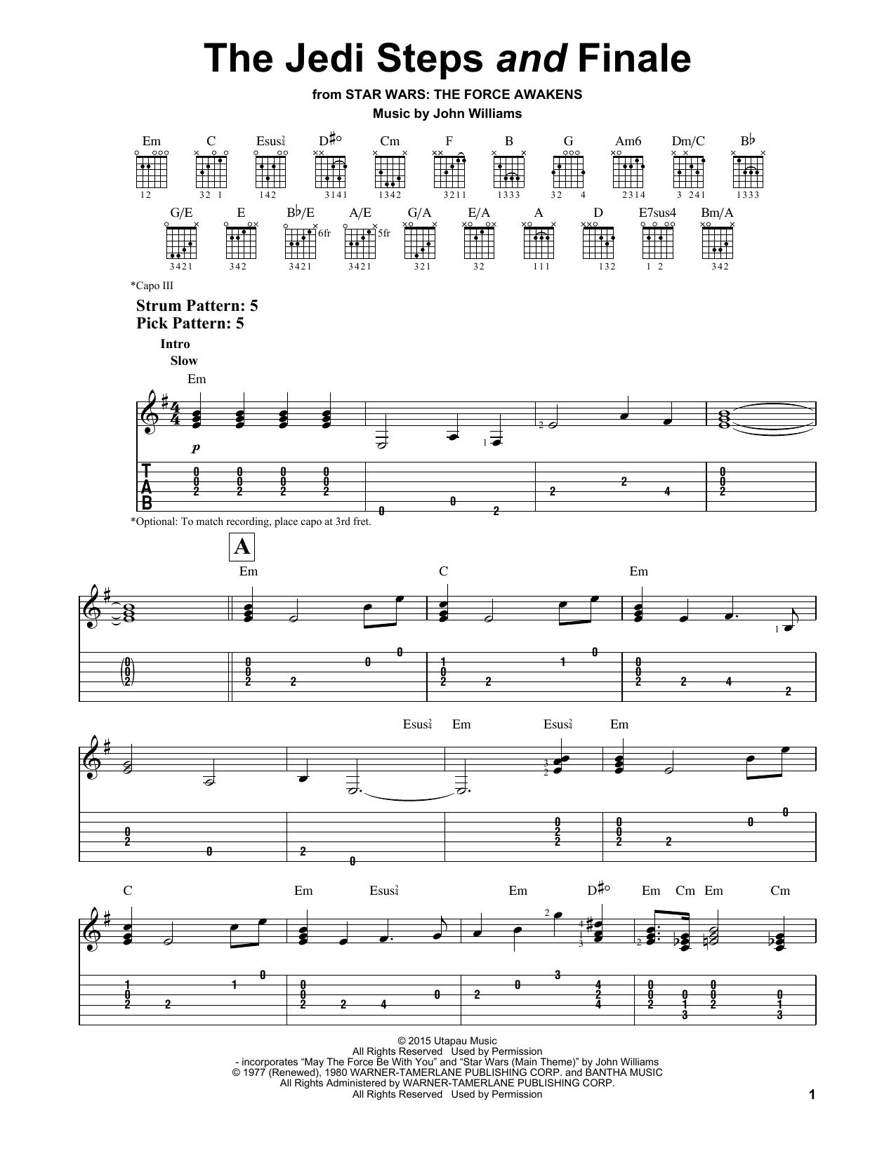 The Jedi Steps And Finale (Easy Guitar Tab) von John Williams