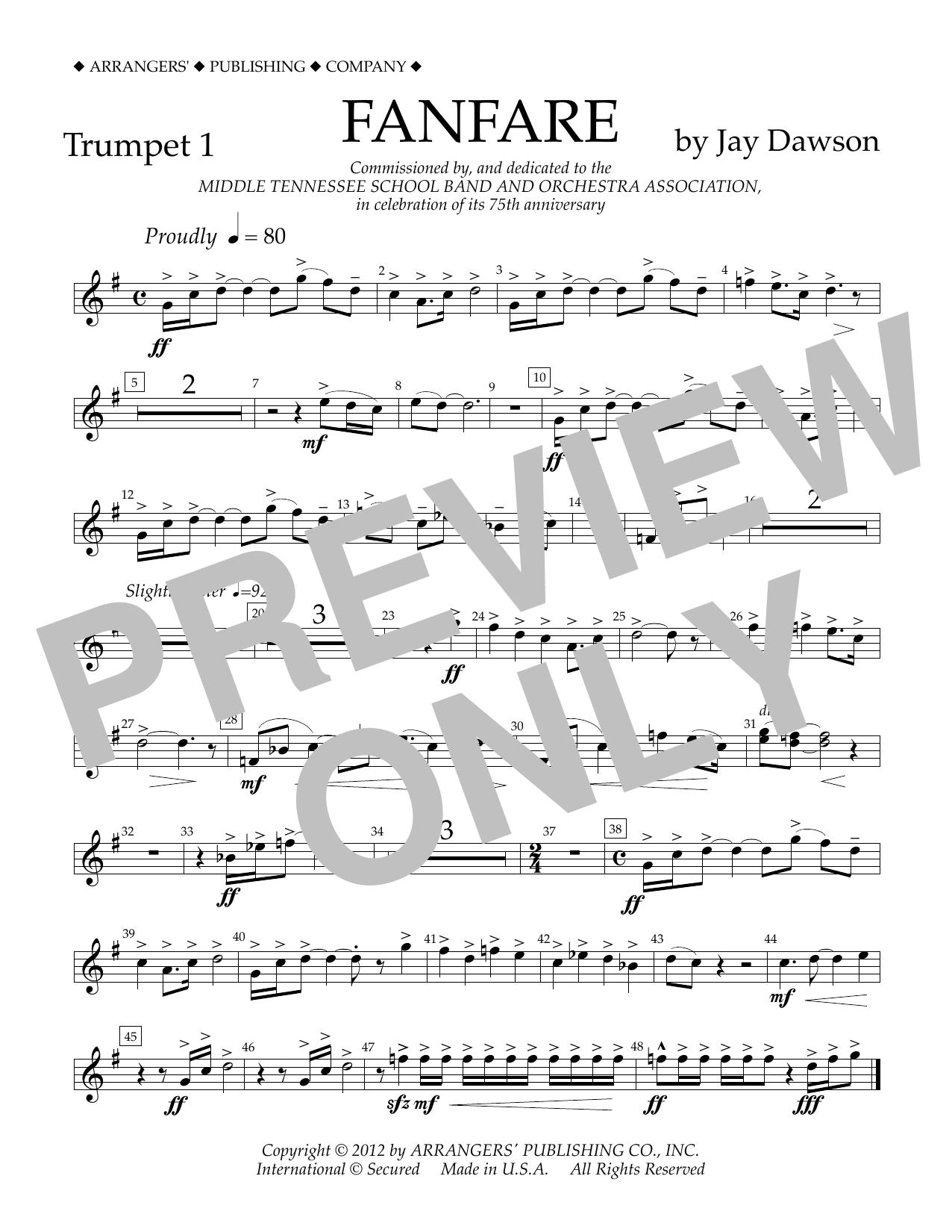 Fanfare - Trumpet 1 (Concert Band) von Jay Dawson