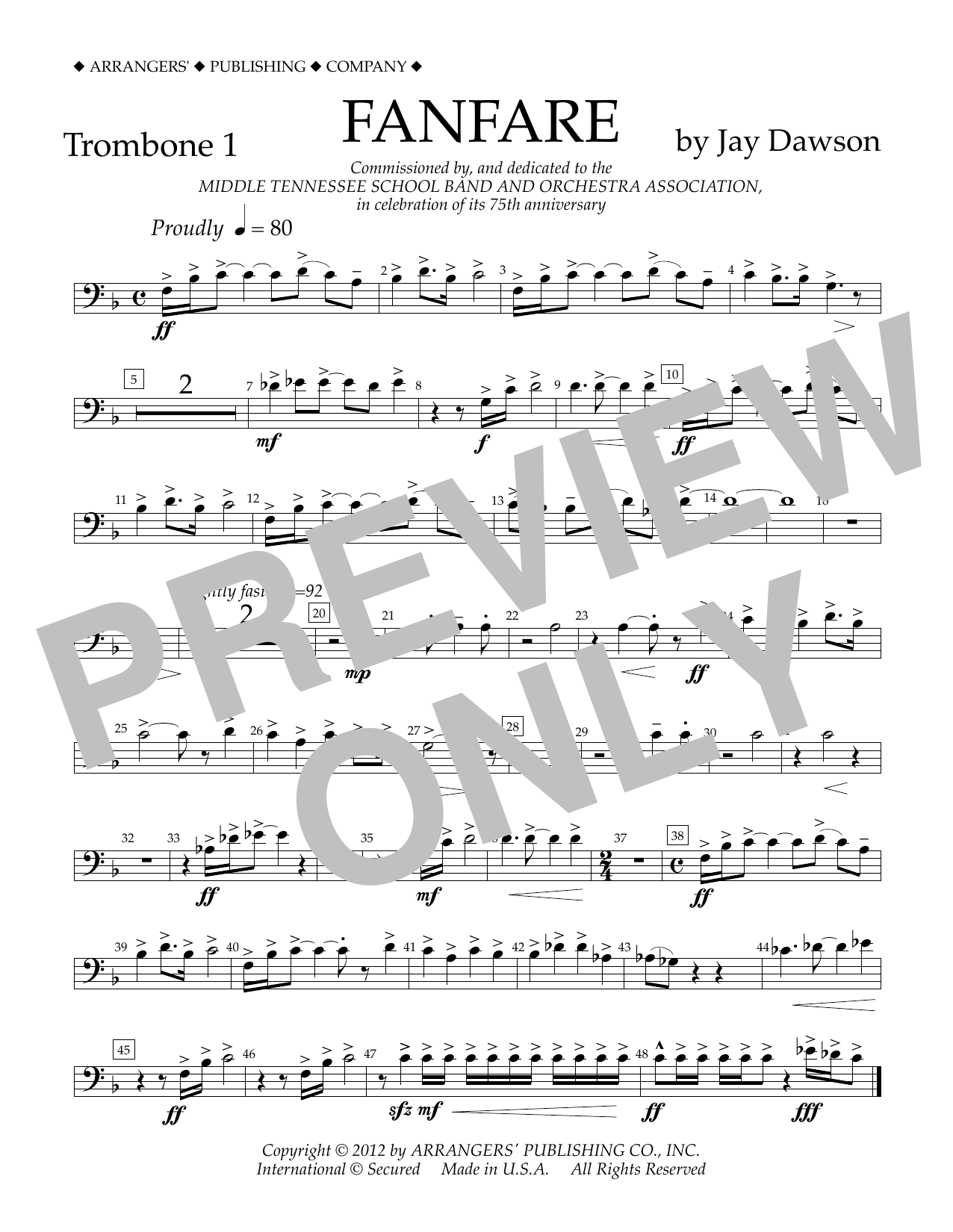 Fanfare - Trombone 1 (Concert Band) von Jay Dawson