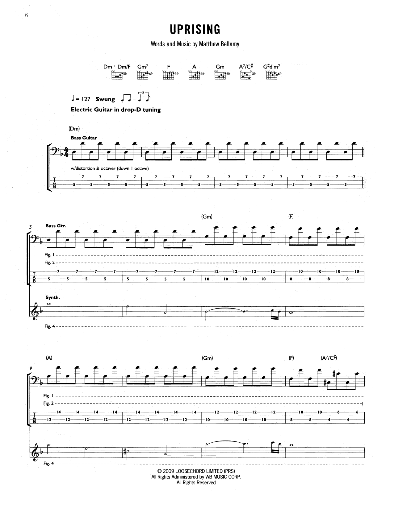 Uprising (Guitar Tab) von Muse